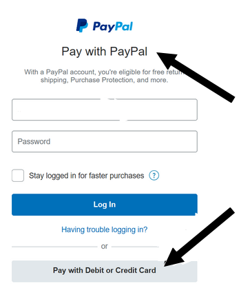 PayPal login for payment